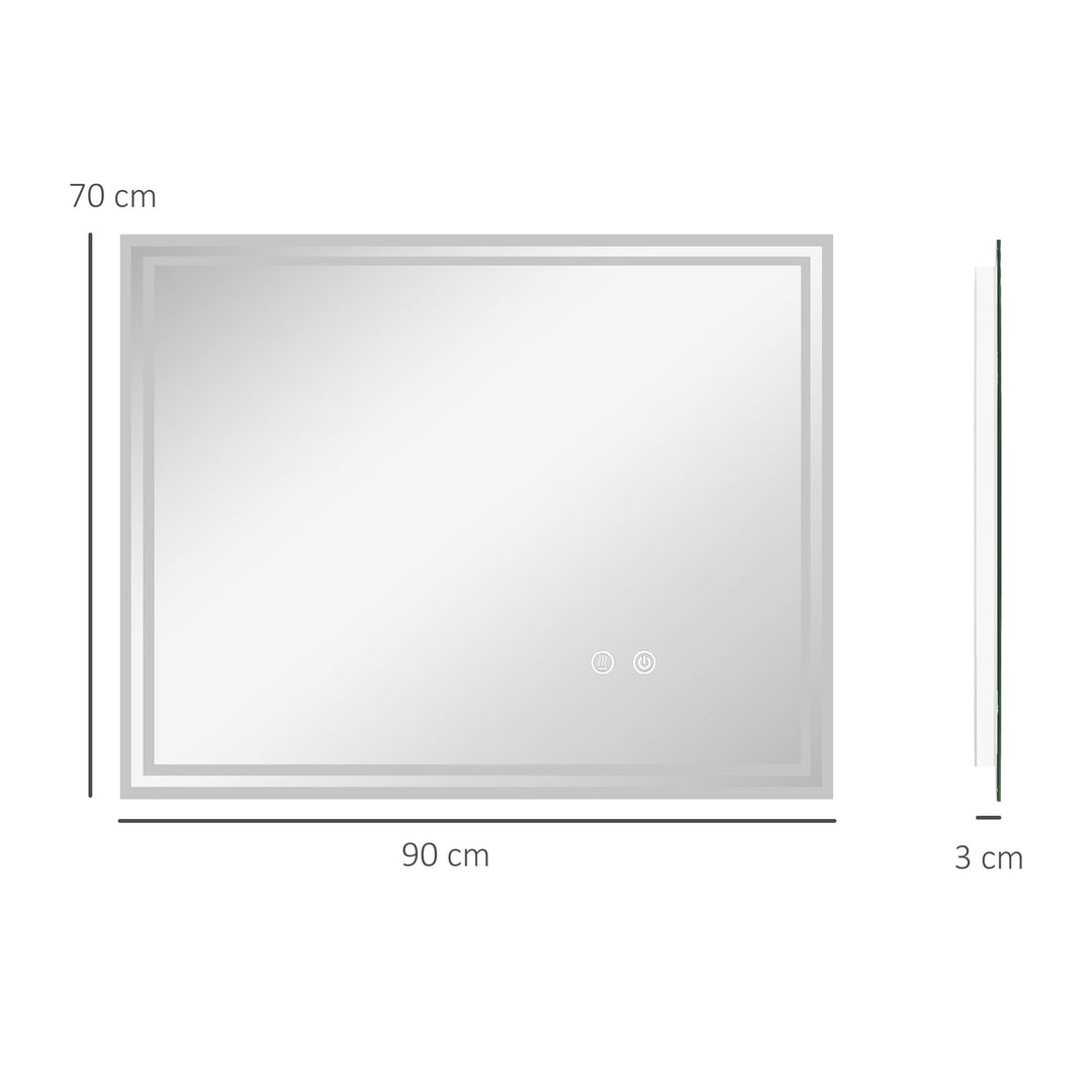 Large LED Bathroom Mirror, Illuminated Makeup Mirror, with 3 Colour, Smart Touch, Anti-Fog