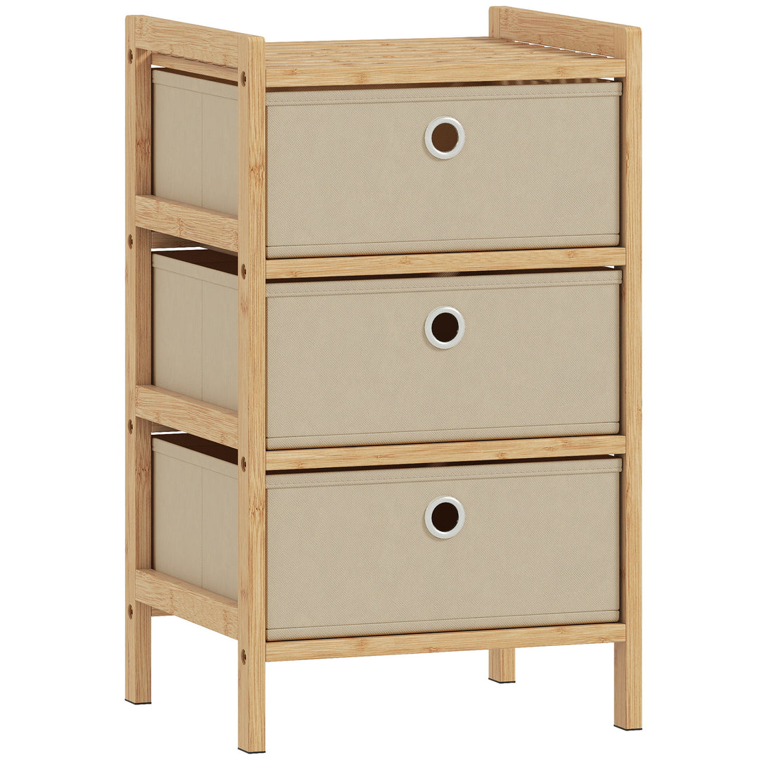 Chest of Drawers, 3 Fabric Drawers Narrow Dresser with Bamboo Frame, C