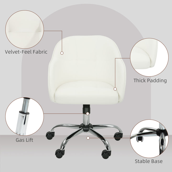 46-56 cm Velvet-feel Office Chair - Cream