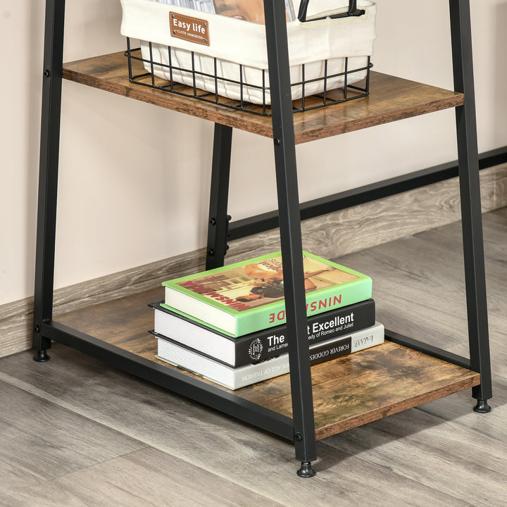 120cm Computer Desk with Storage, Industrial Home Office Desk with 2 Tier Shelves and Steel Frame, Computer Table for Study Room, Rustic Brown