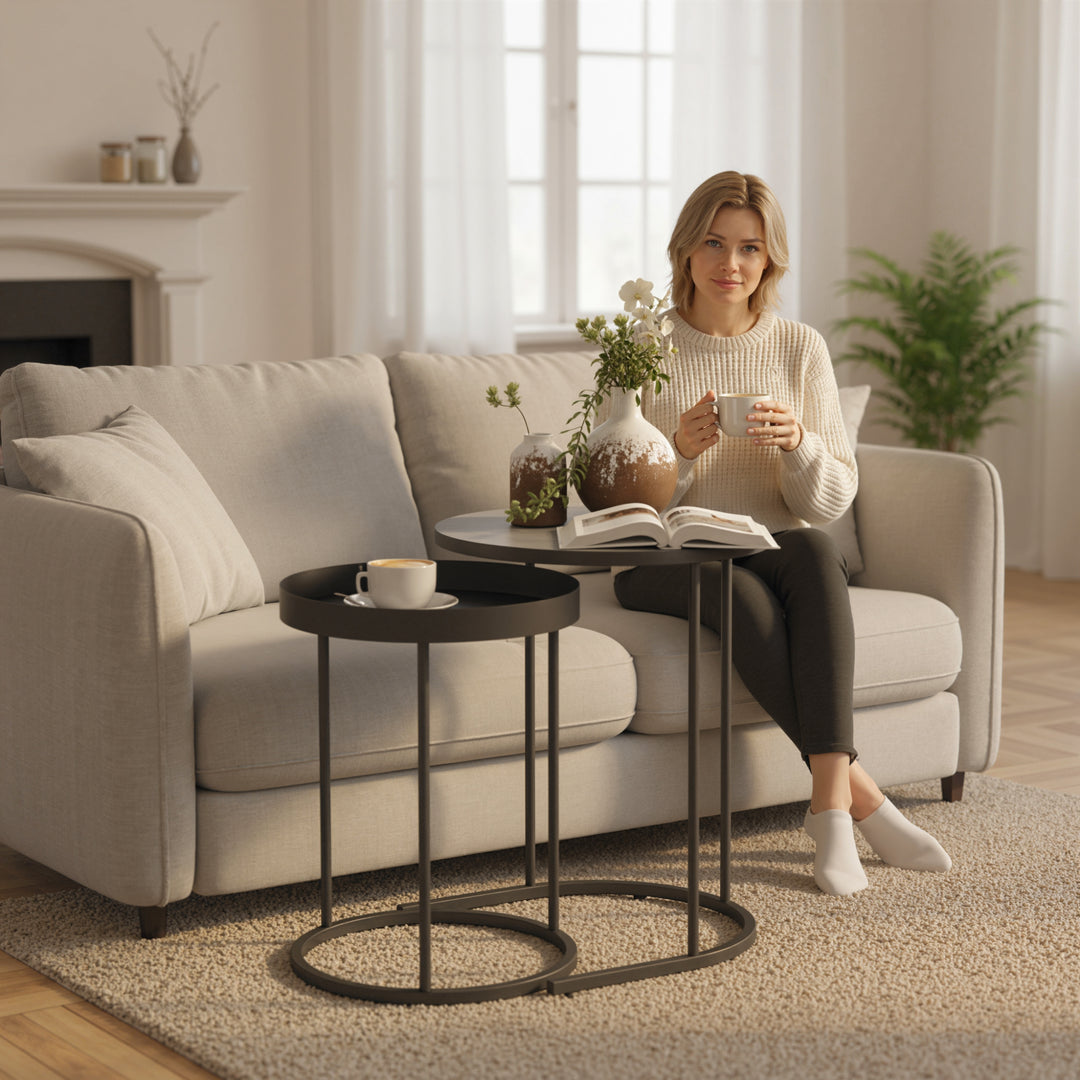 MCL Round Nesting Side Table Set of 2 - Grey