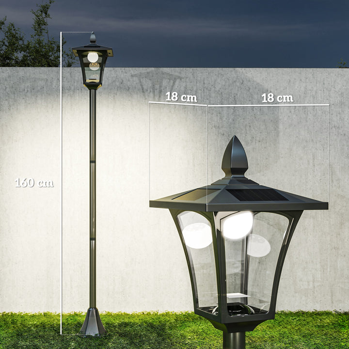 Outdoor Garden Solar Post Lamp Sensor Dimmable LED Lantern Bollard Pathway 1.6M Tall – Black