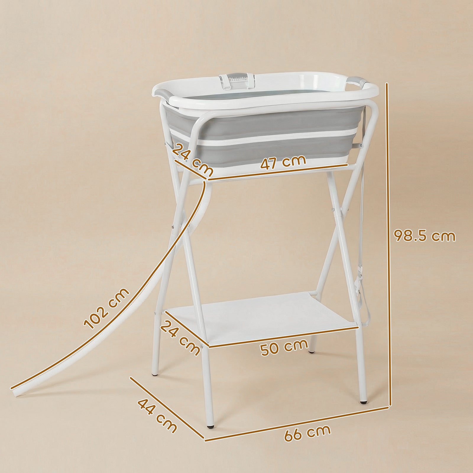 Dog Bath Tub, Portable Foldable Dog Bathtub with Stand, Drainage Hole,