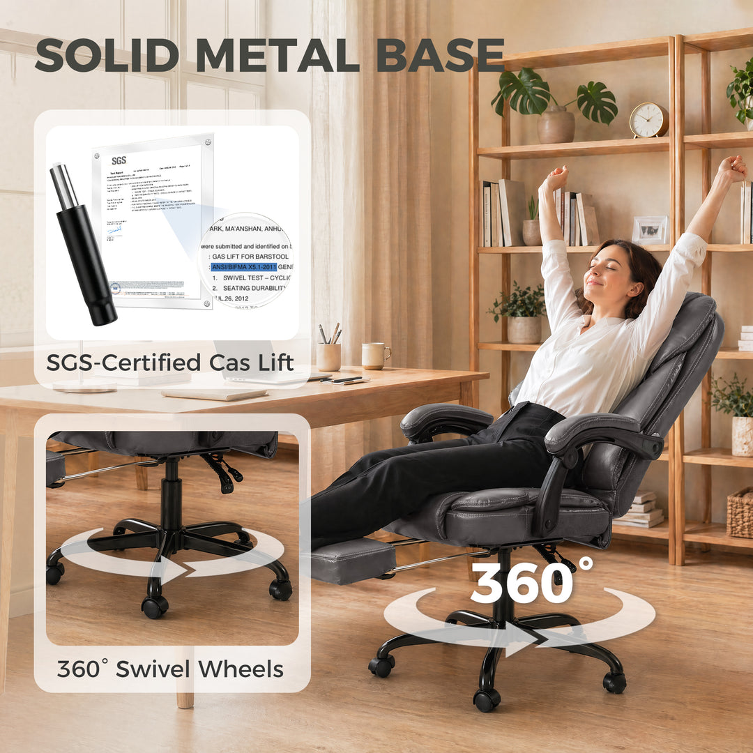 Executive Home Office Chair Reclining Function Footrest Computer Desk 