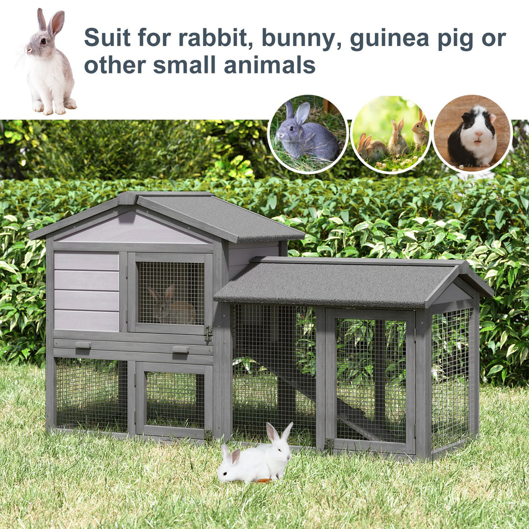 Small Animal Two-Level Fir Wood Guinea Pigs Hutches w/ Ramp Burnt Yellow