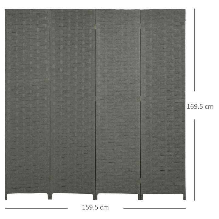 HOMCOM 4-Panel Room Dividers, Wave Fibre Freestanding Folding Privacy Screen Panels, Partition Wall Divider for Office, 170 cm | Aosom UK