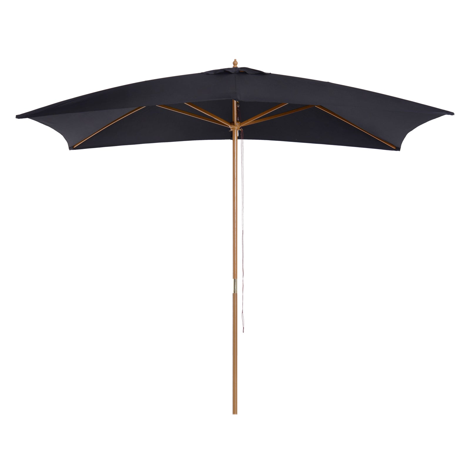 2 x 3m Wooden Garden Parasol Umbrella Outdoor Sun Shade Canopy, Black