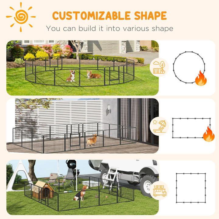 MCL 16 Panels Heavy Duty Puppy Playpen, for Small Dogs, Indoor and Outdoor Use - Grey