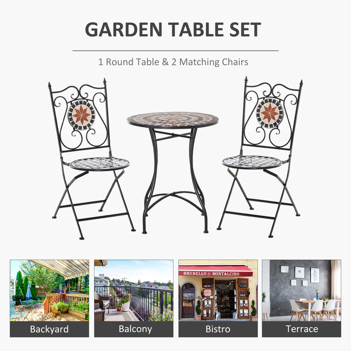 Three-Piece Mosaic Bistro Table Set - Multicoloured