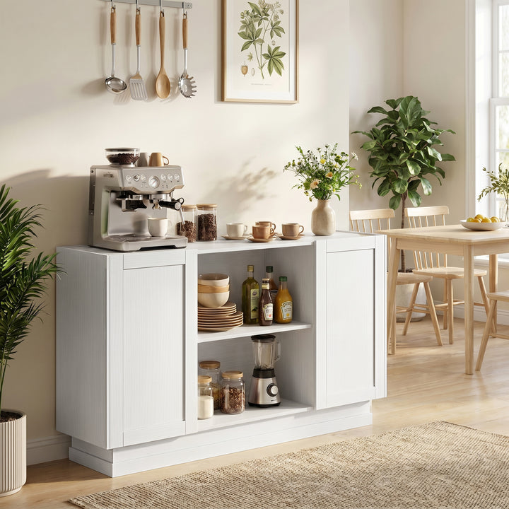 Sideboard Buffet Cabinet, 133 cm Storage Cabinet with 2 Open Shelves, 