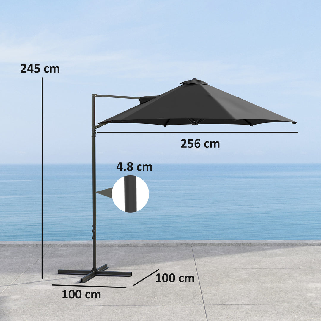 2.5m Rotating Cantilever Parasol - Black