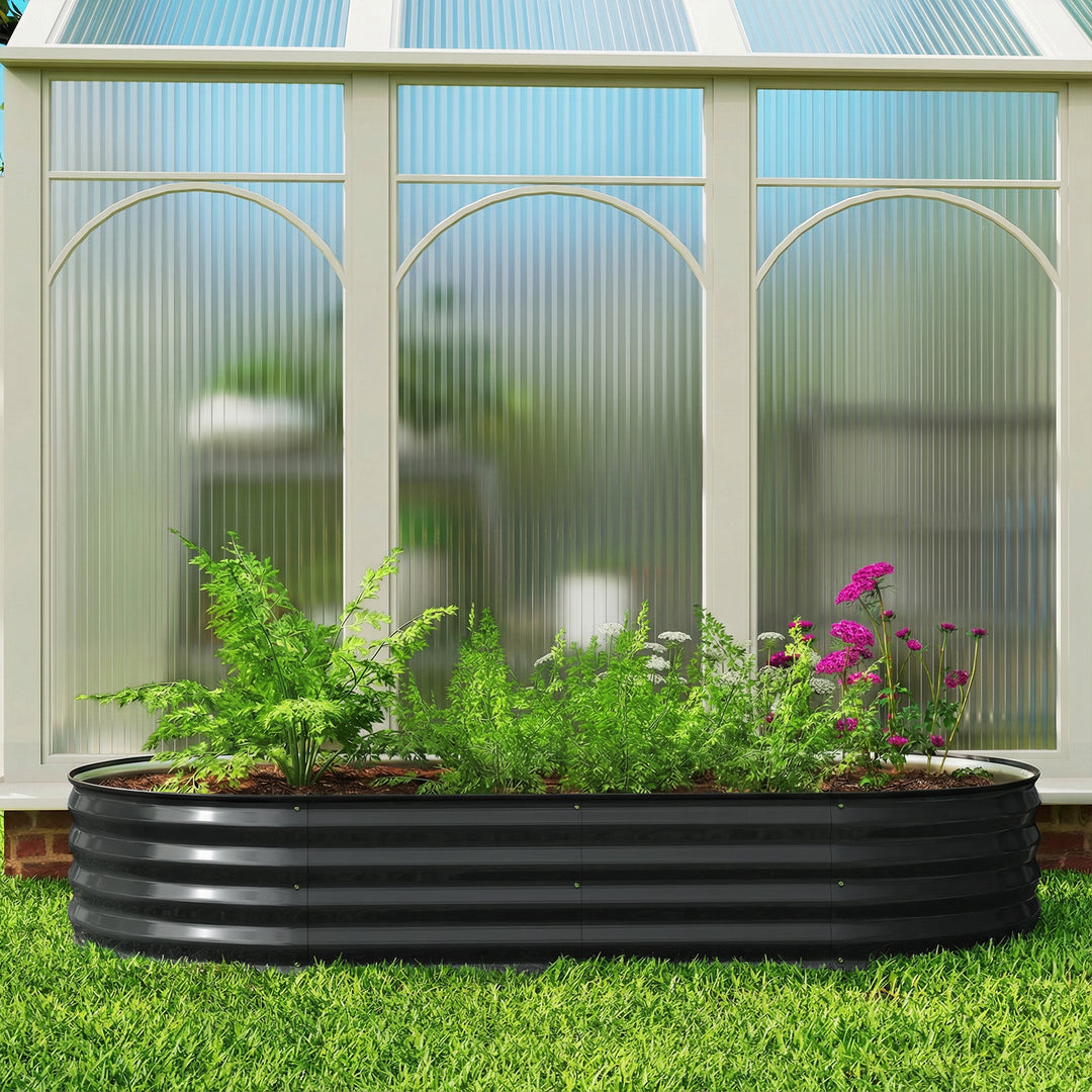 Galvanised Raised Garden Bed, Metal Planter Box with Safety Edging, fo