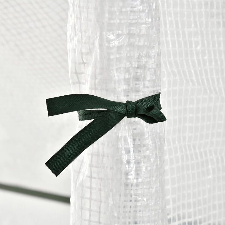 MCL Walk In Tomato Greenhouse Garden Outdoor Mini Greenhouse Flower Planter Steel Frame with Zipped Door & Window, PE Cover, 180 x 100 x 168CM,  White