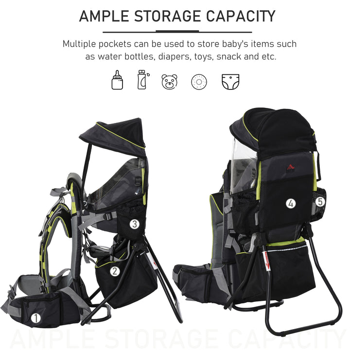 Baby Hiking Backpack Carrier Child Carrier with Ergonomic Hip Seat Detachable Rain Cover Adjustable Straps Stand for Toddler 6 - 36 Months Black