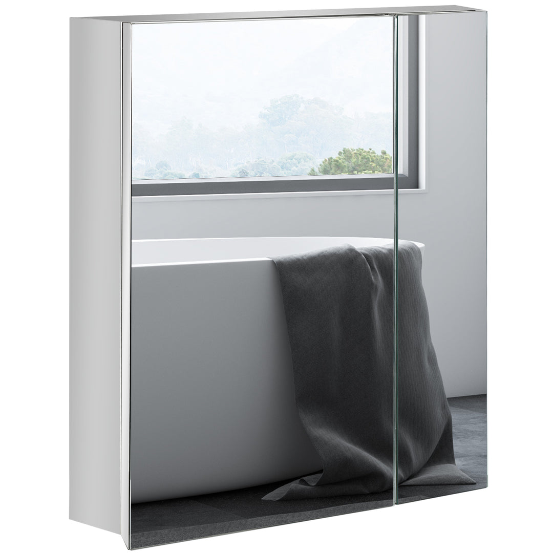 Bathroom Mirror Cabinet, Wall Mounted Medicine Cabinet with Hinged Door, Storage Shelves for Laundry Room
