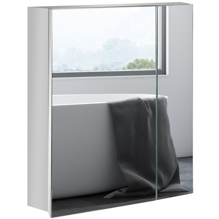 Bathroom Mirror Cabinet, Wall Mounted Medicine Cabinet with Hinged Door, Storage Shelves for Laundry Room