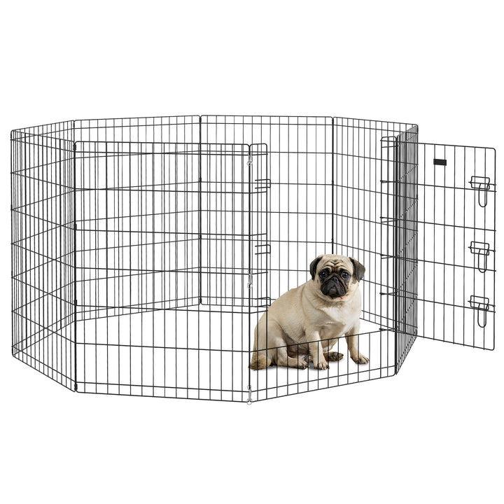 PawHut 8 Panel DIY Dog Pen with Door, for Dogs, Small Animals, Indoor/Outdoor Use, 91cm High