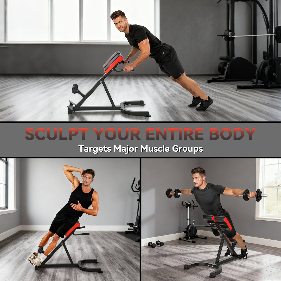 45-Degree Hyperextension Roman Chair, 5-Level Adjustable Back Extensio