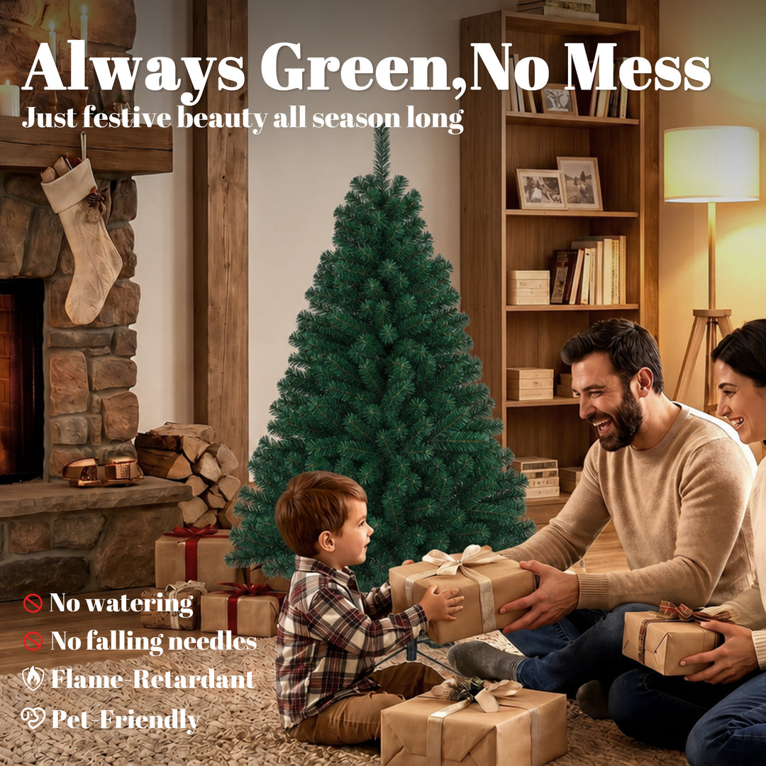 5ft Artificial Christmas Tree, Fir Hinged Xmas Tree with 420 Branch - view 4