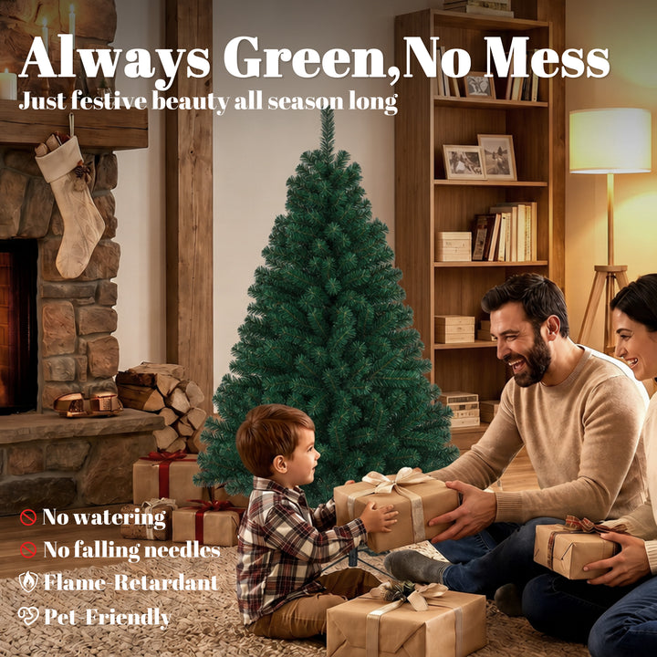 5ft Artificial Christmas Tree, Fir Hinged Xmas Tree with 420 Branch - view 4