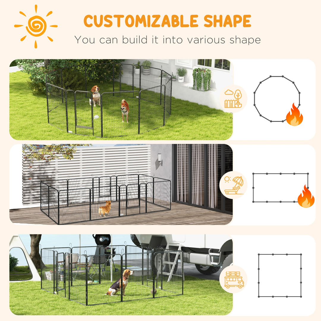12 Panels Heavy Duty Puppy Playpen, for Small Dogs, Indoor and Outdoor Use - Silver