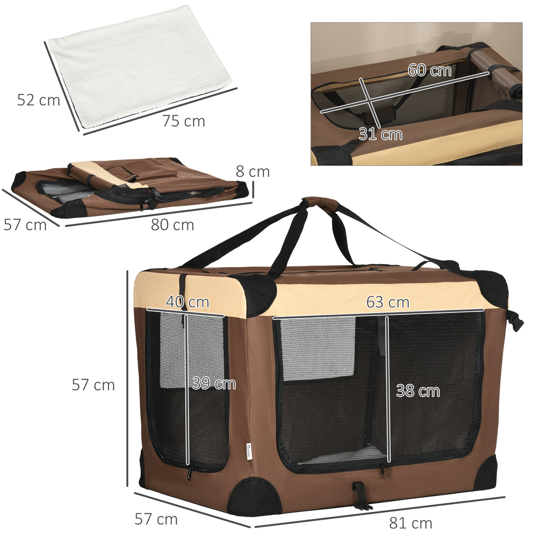 PawHut Cosy Carrier: Foldable Pet Transport with Plush Cushion, Ideal for Canine & Feline Travellers, Brown | Aosom UK