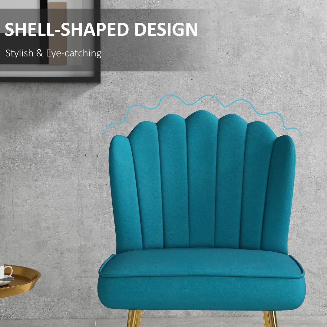 Set of 2 Velvet-Feel Shell Accent Chair - Blue