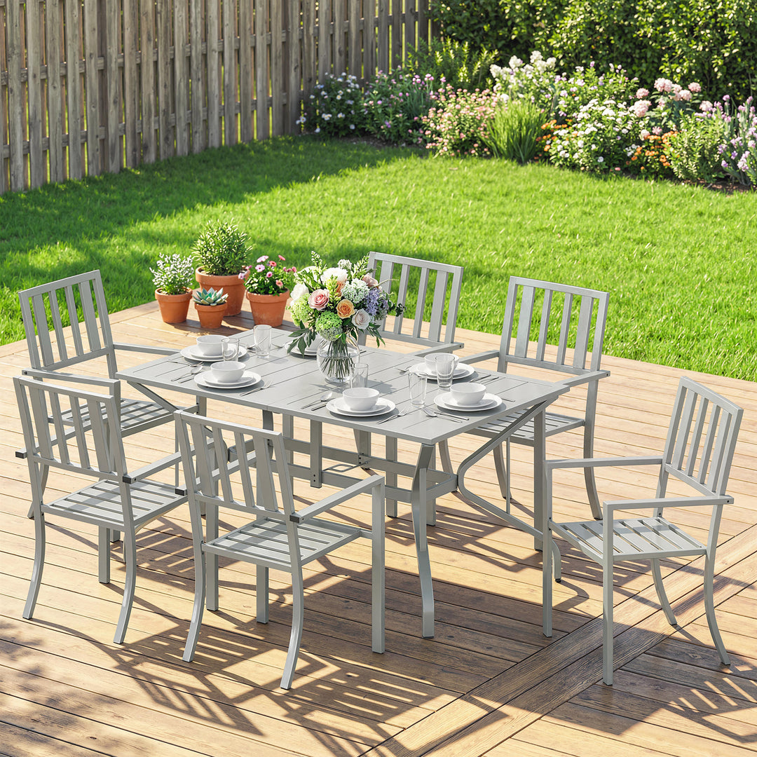 7 Pieces Garden Table and Chairs, 6 Seater Outdoor Table and Chairs wi