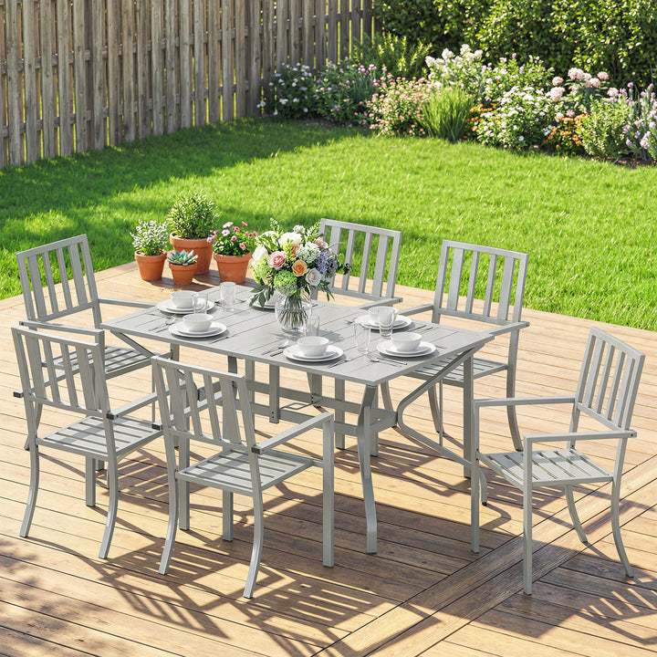 7 Pieces Garden Table and Chairs, 6 Seater Outdoor Table and Chairs wi
