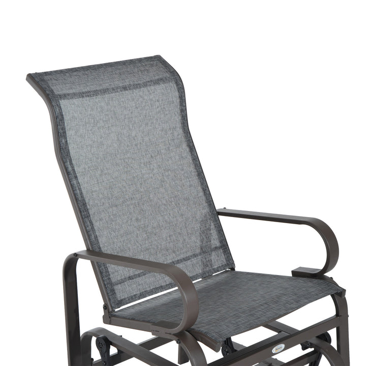 Outsunny Outdoor Gliding Rocking Chair with Sturdy Metal Frame Garden Comfortable Swing Chair for Patio, Backyard and Poolside, Grey