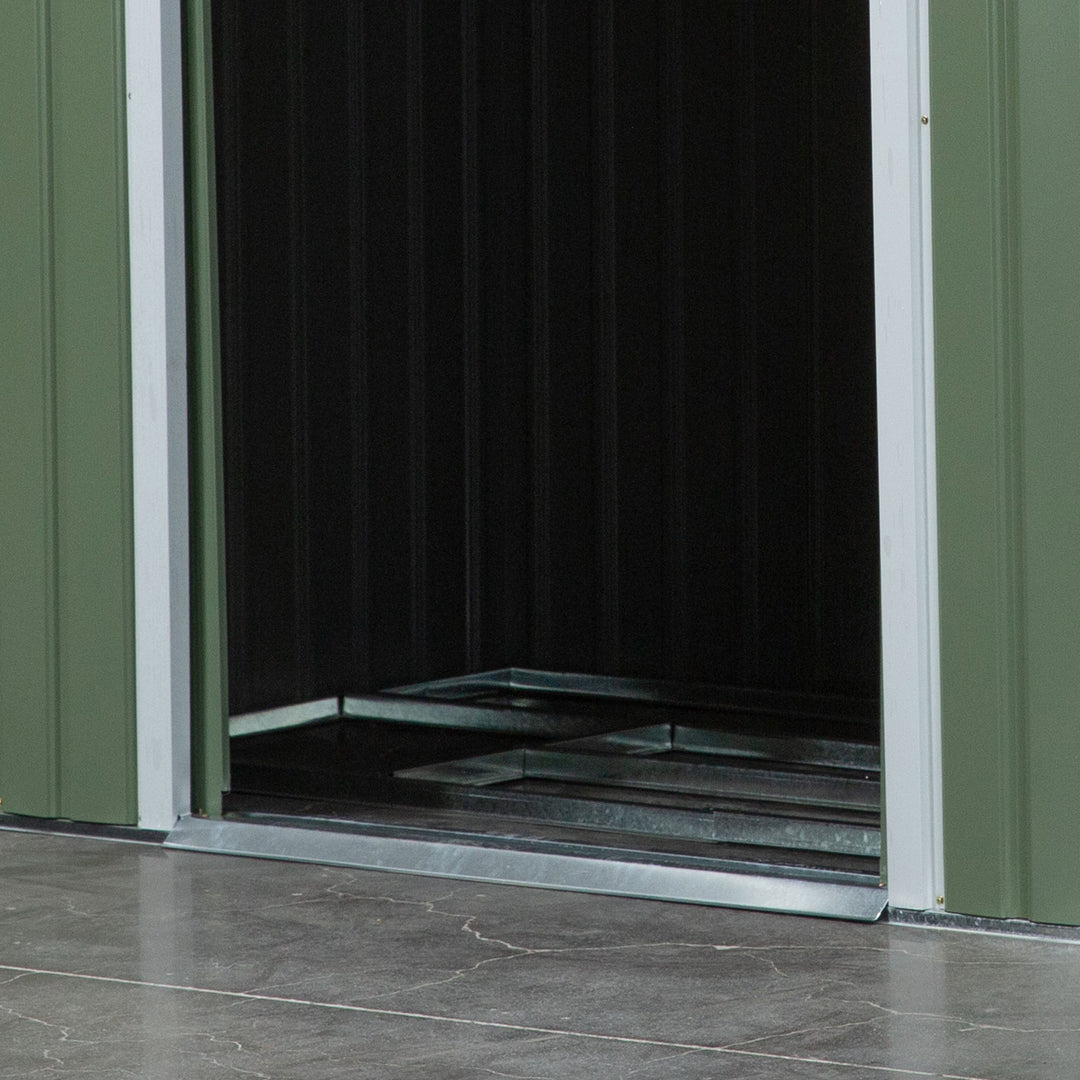 7 x 4ft Galvanised Steel Garden Shed, with Foundation Kit - Green