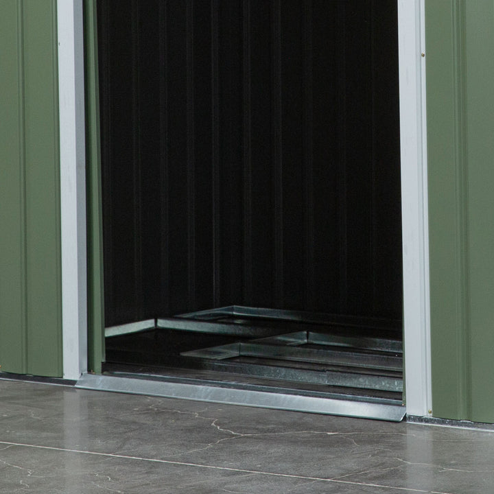 7 x 4ft Galvanised Steel Garden Shed, with Foundation Kit - Green