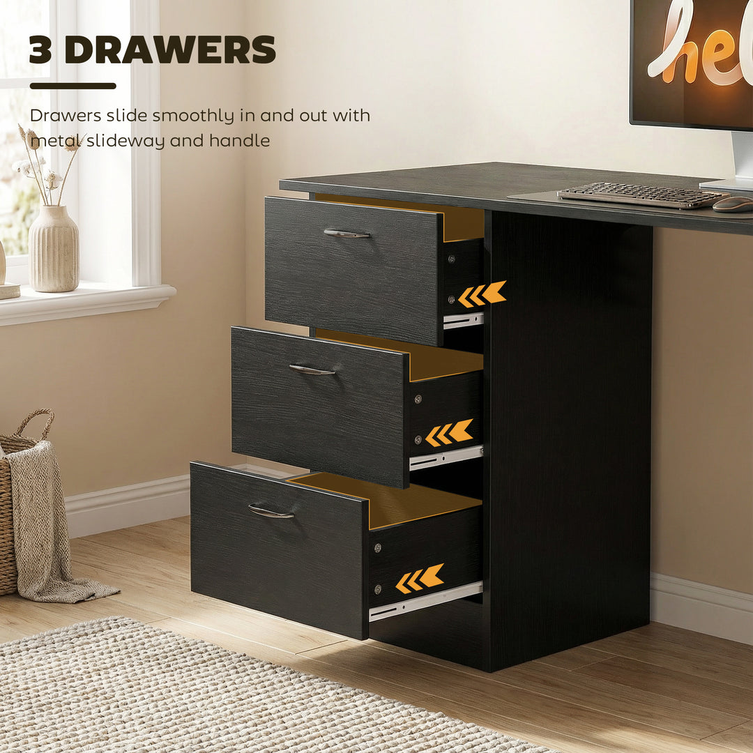 Computer Desk, Writing Table, PC Workstation with 3 Storage Shelves an