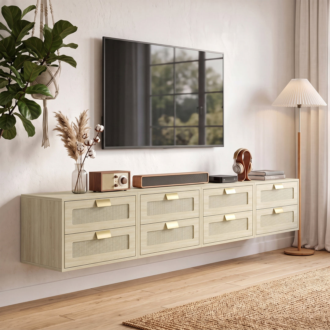 Modern Floating Nightstands Set of 2, Wall Mounted Bedside Tables with