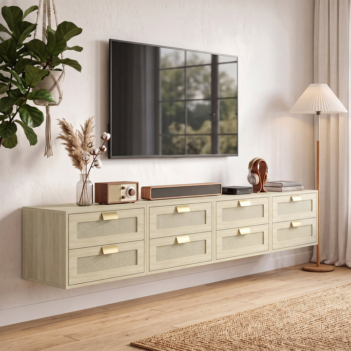 Modern Floating Nightstands Set of 2, Wall Mounted Bedside Tables with