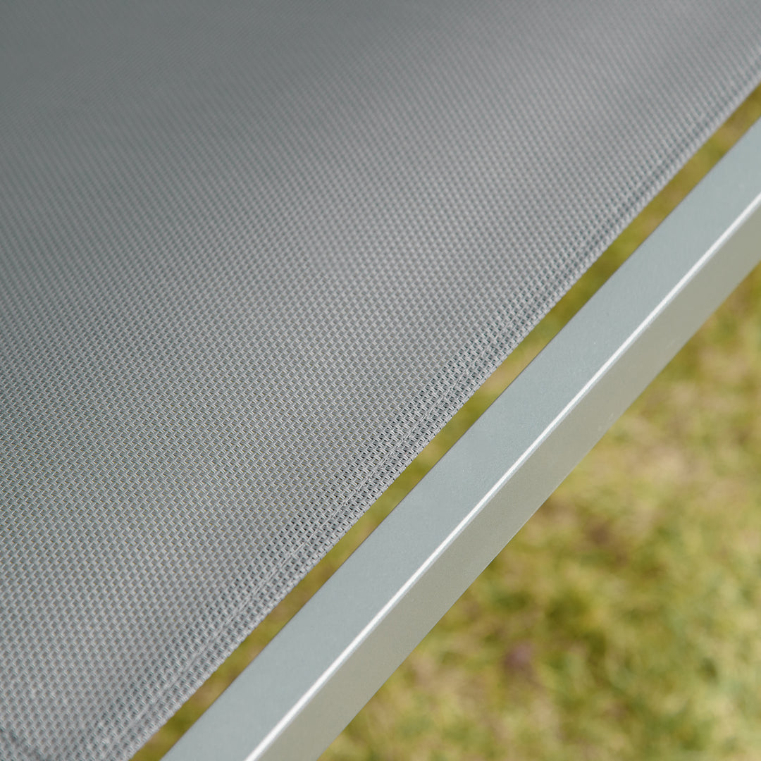 MCL Three Person Steel Outdoor Porch Swing Chair Bench w/ Canopy Cover Grey