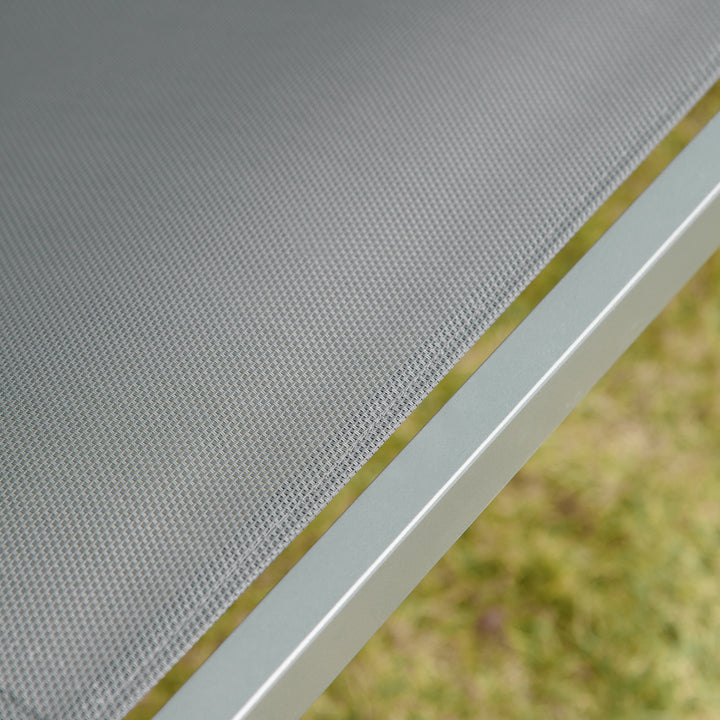 MCL Three Person Steel Outdoor Porch Swing Chair Bench w/ Canopy Cover Grey