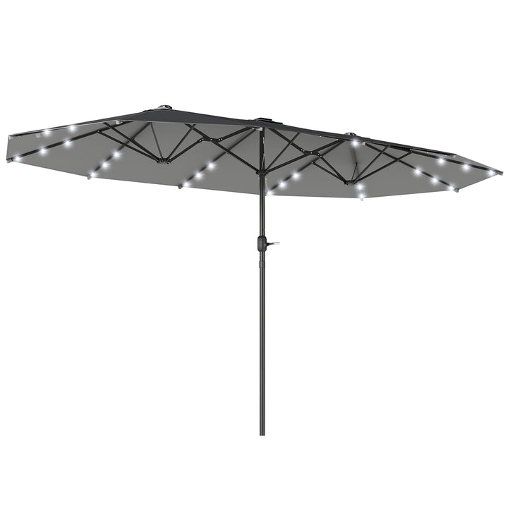 MCL 4.4m Double-Sided Sun Umbrella Patio Parasol LED Solar Lights Dark Grey