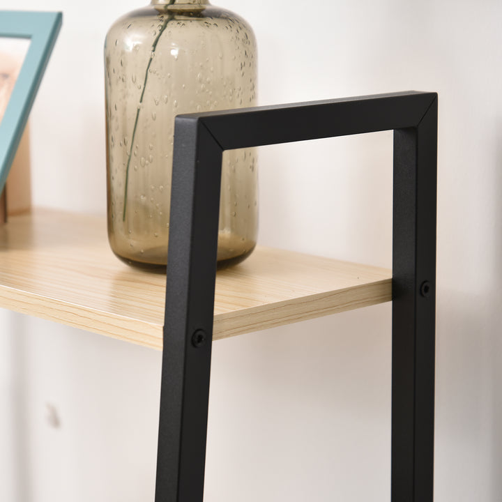 Ladder Shelf, Bookshelf, 4-Tier Industrial Storage Rack for Living Room, Bedroom, Kitchen, Oak and Black