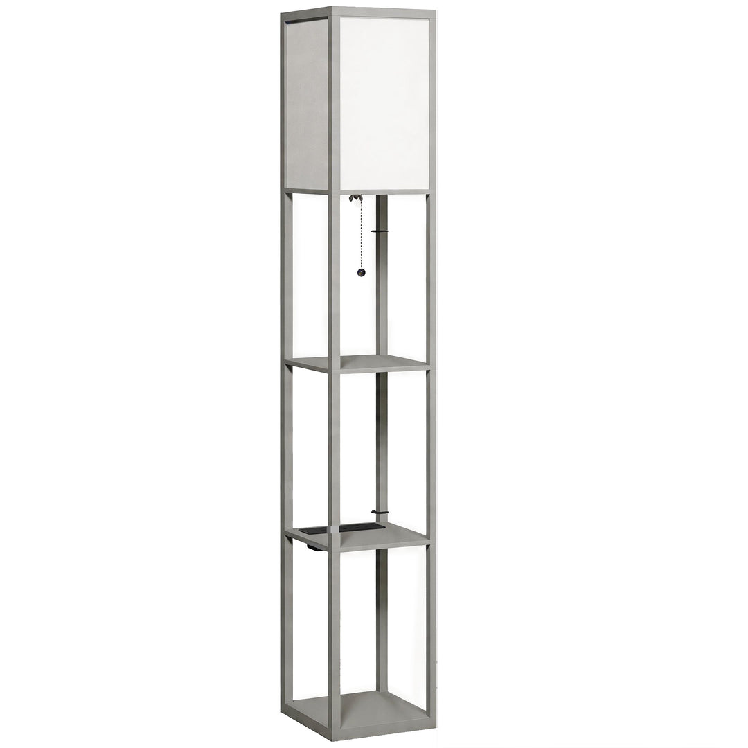 Floor Lamp with Shelves, 3 Layer Column Modern Standing Lamp for Livin