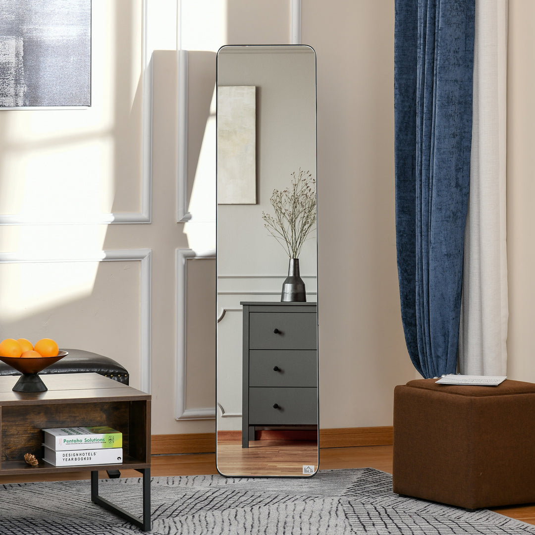 MCL Full Length Mirror, 156 x 37 cm Rectangular Full Body Mirror with Stand, Floor Standing, Hanging or Leaning Against Wall for Bedroom Cloakroom, Black
