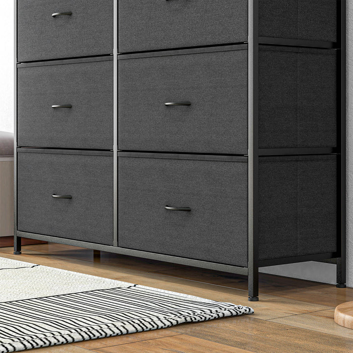 HOMCOM Bedroom Dresser: 10 Fabric Drawers, Steel Frame, Spacious Storage Solution, Ebony Shade