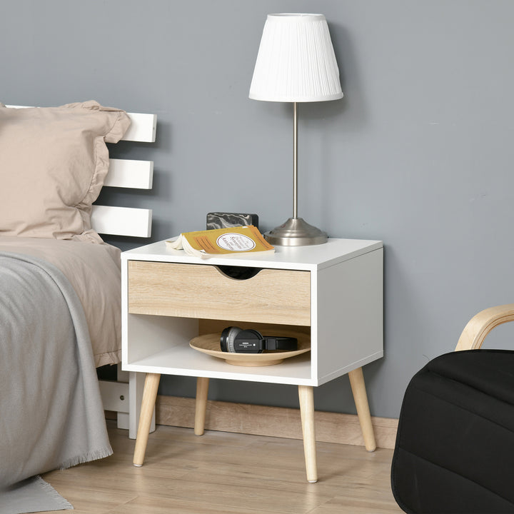 HOMCOM Contemporary Bedside Cabinet: Drawer and Shelf, Nightstand for Bedroom or Lounge | Aosom UK