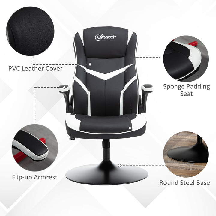 Gaming Chair Ergonomic Computer Chair with Adjustable Height Pedestal Base, Home Office Desk Chair PVC Leather Exclusive Swivel Chair Black