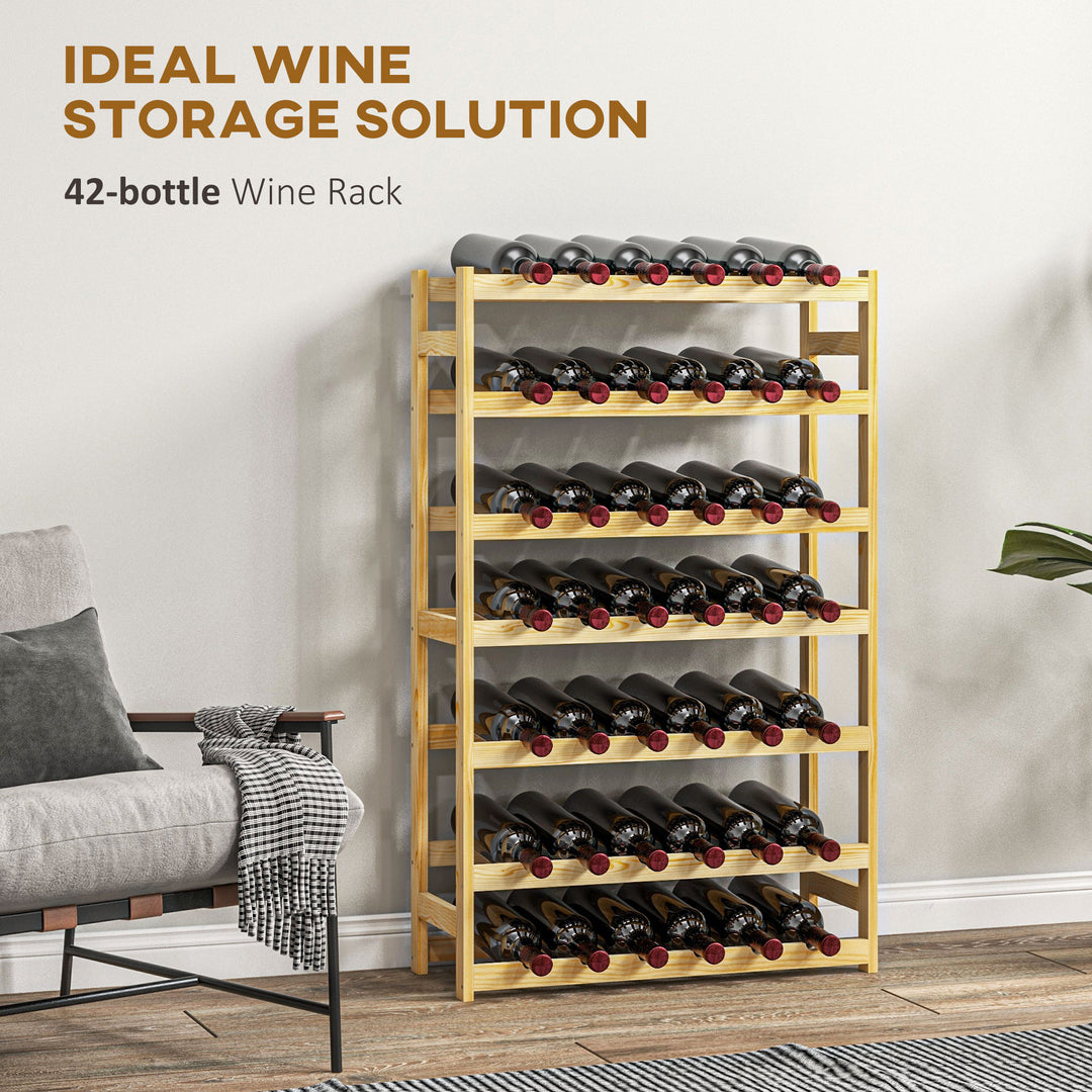 42-Bottle Wooden Wine Rack - Natural Finish - view 4