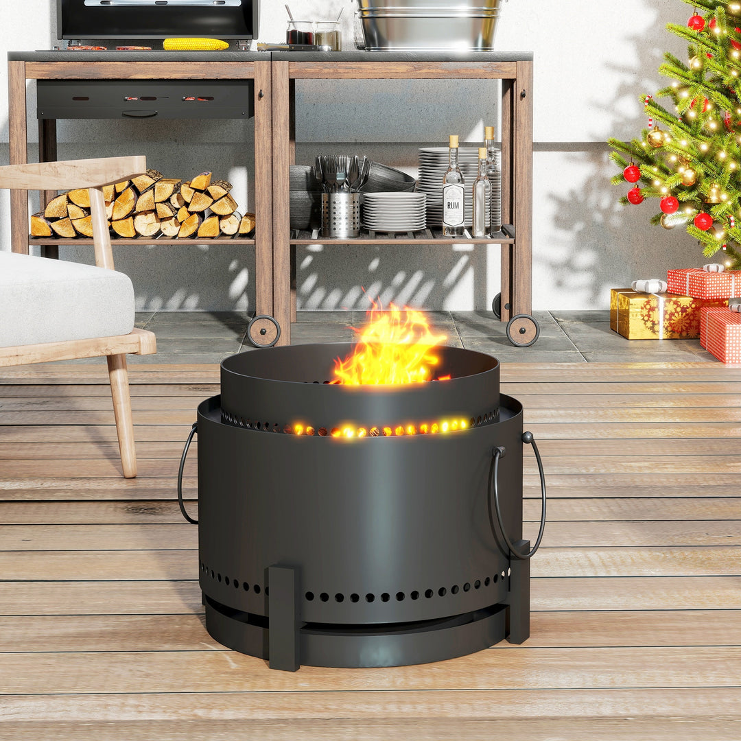 Smokeless Fire Pit with Ash Catcher, 37cm Portable Wood Burning Firepi