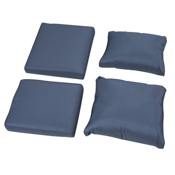 Six-piece Outdoor Rattan Dining Set, Outdoor Sofa Set with Reclining Armchairs and Mental Frame, Blue