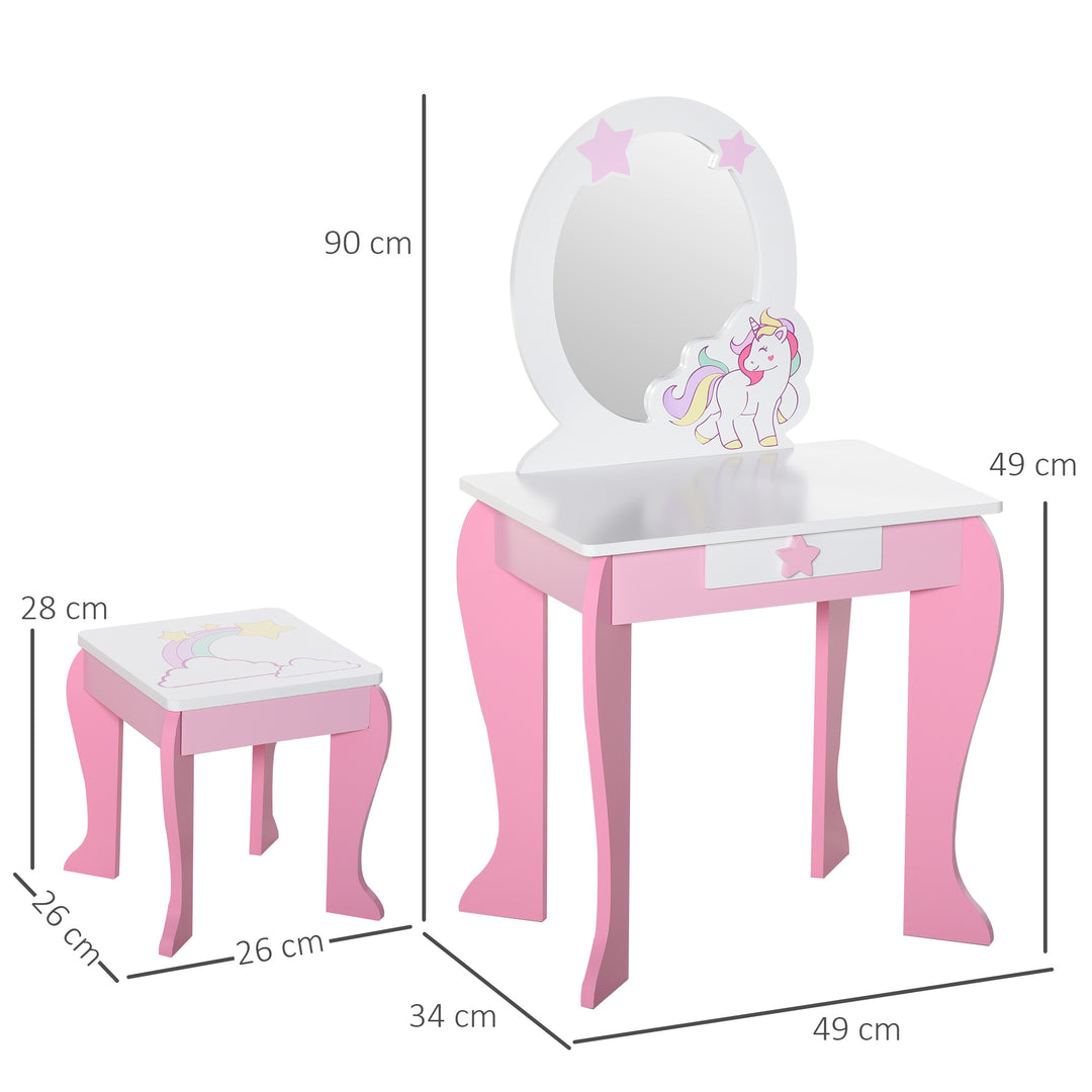MCL Kids Dressing Table with Mirror, Stool, Pink