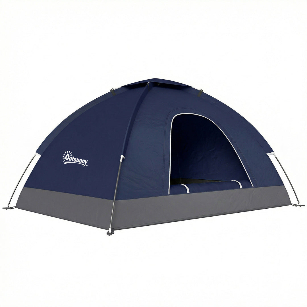 2 Person Camping Tent, Dome Tent with Zipped Doors, Storage Pocket, Po