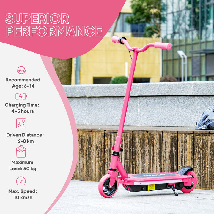 Electric Scooter for Ages 6-14, with Colourful Light and Electric Brake, Electric Scooter E Scooter, Up to 10 KM/H & 8 KM, Pink